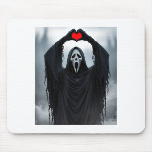 Ghost Red Heart Hands Y Face Halloween Valentines  Mouse Mat