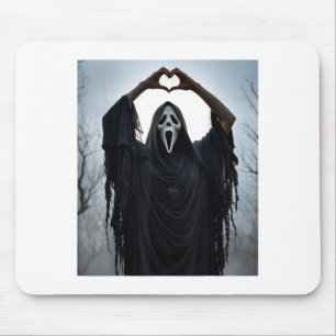 Ghost Red Heart Hands Y Face Halloween Valentines Mouse Mat