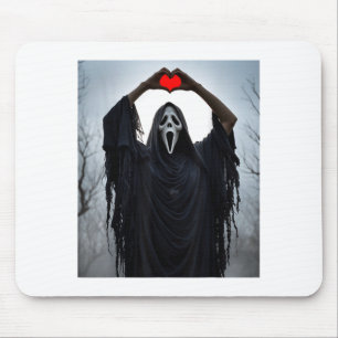 Ghost Red Heart Hands Y Face Halloween Valentines  Mouse Mat