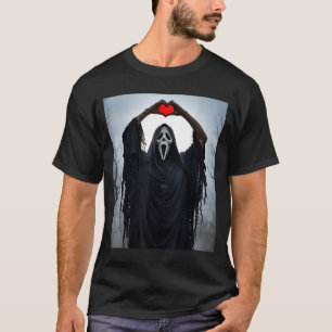 Ghost Red Heart Hands Y Face Halloween Valentines  T-Shirt
