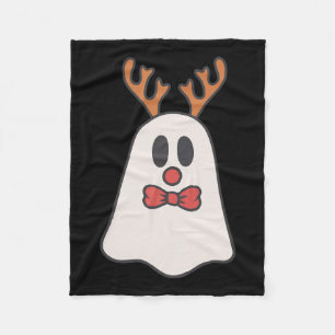 Ghost Reindeer Christmas Xmas Funny Fleece Blanket