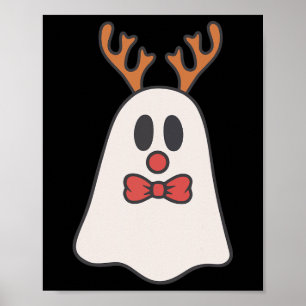 Ghost Reindeer Christmas Xmas Funny Poster