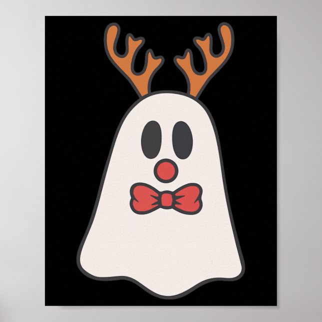 Ghost Reindeer Christmas Xmas Funny  Poster (Front)