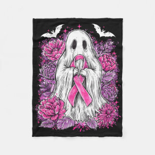 Ghost Ribbon Breast Cancer Awareness Halloween Flo Fleece Blanket