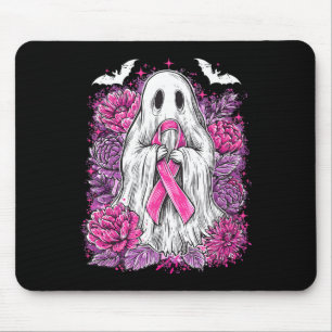 Ghost Ribbon Breast Cancer Awareness Halloween Flo Mouse Mat