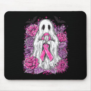 Ghost Ribbon Breast Cancer Awareness Halloween Flo Mouse Mat