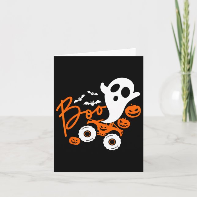 Ghost Rider Truck Monster Halloween Pumpkin  Card (Front)