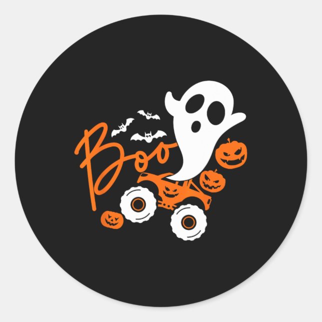 Ghost Rider Truck Monster Halloween Pumpkin  Classic Round Sticker (Front)