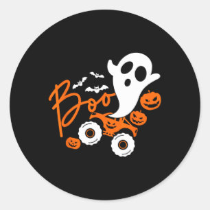 Ghost rider truck Monster Halloween pumpkin  Classic Round Sticker