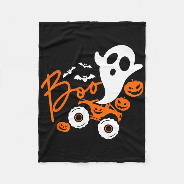 Ghost Rider Truck Monster Halloween Pumpkin  Fleece Blanket (Front)