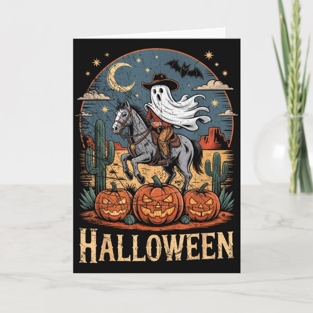 Ghost Riding Horse Halloween Season  Card (Front)