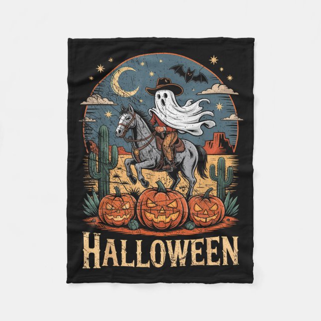 Ghost Riding Horse Halloween Season  Fleece Blanket (Front)