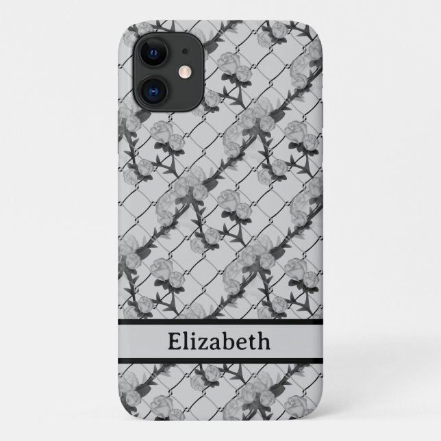 Ghost Rose Climbing a Chain Link Fence Name Case-Mate iPhone Case (Back)