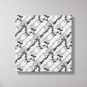 Ghost Rose Climbing a Chain Link Fence Seamless Pa Canvas Print