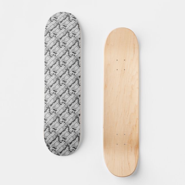 Ghost Rose Climbing a Chain Link Fence Seamless Pa Skateboard (Front)
