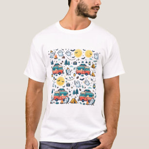 Ghost RV Camping Halloween Moon Night Adventure T-Shirt