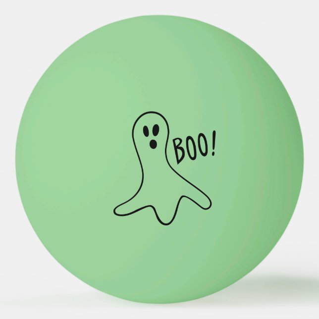 Ghost Saying Boo Black Outline on Glow-in-the-Dark Ping Pong Ball (Front)