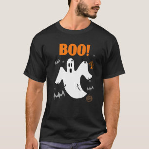 Ghost Saying Boo Ghost Spooky Bats Halloween Costu T-Shirt