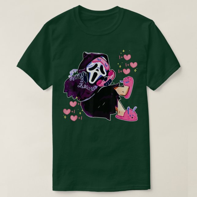 Ghost Scream Calling Halloween Funny Face 3043 T-Shirt (Design Front)