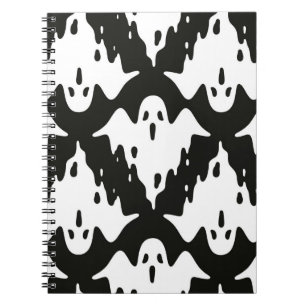 Ghost seamless pattern Halloween spooky vintage fl Notebook