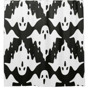 Ghost seamless pattern Halloween spooky vintage fl Shower Curtain