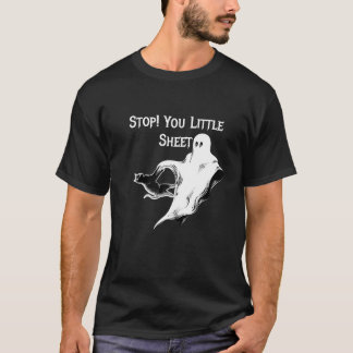 Ghost Sheet Cat Halloween Little Sheet Funny Ghost T-Shirt