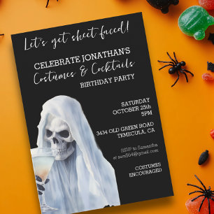 Ghost Sheet Faced Costumes & Cocktails Birthday  Invitation