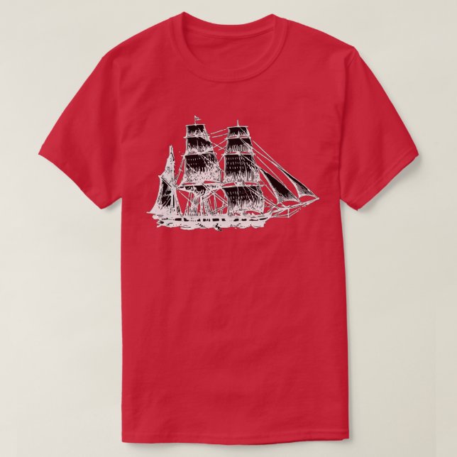 Ghost Ship at Sea  Halloween  T-Shirt (Design Front)