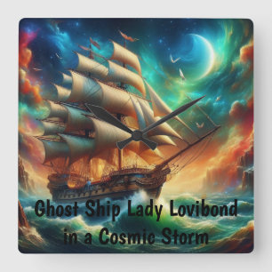 Ghost Ship Lady Lovibond in a Cosmic Storm Square Wall Clock