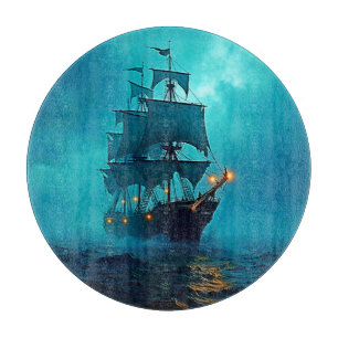 Ghost Ship on the Stormy Seas Design Cutting Board