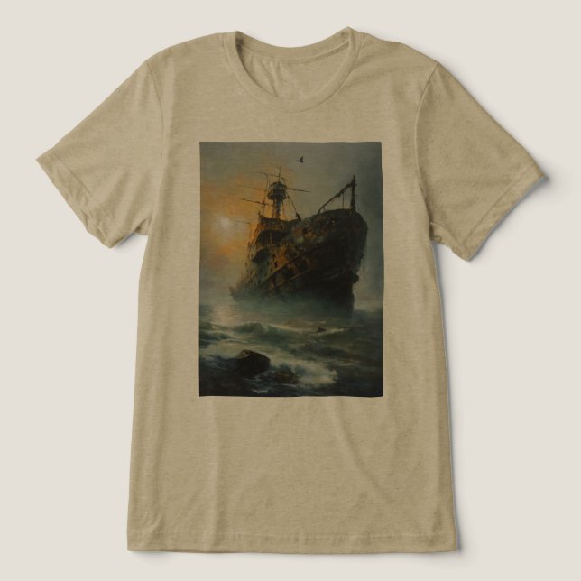 Ghost ship, pirate ship, Tri-Blend shirt (Design Front)