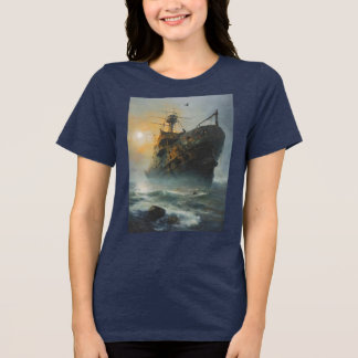 Ghost ship, pirate ship, Tri-Blend shirt