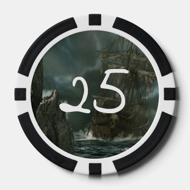 ghost ship with skull poker chips (Front)
