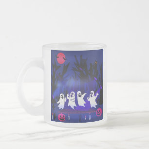 Ghost Singing Contest in Haunted Forest Graveyard Frosted Glass Coffee Mug
