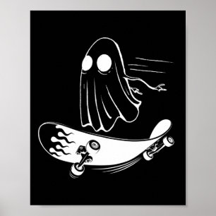 Ghost Skateboard Funny Skateboarding Lazy Hallowee Poster