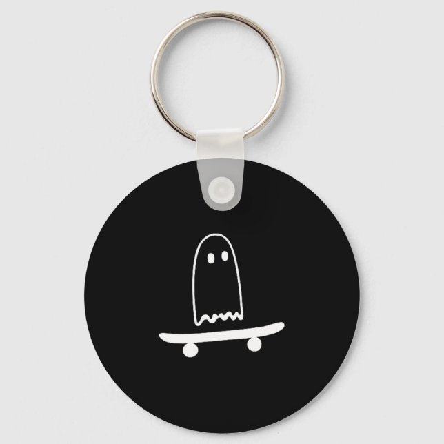 Ghost skateboard lazy funny skateboarding key ring (Front)