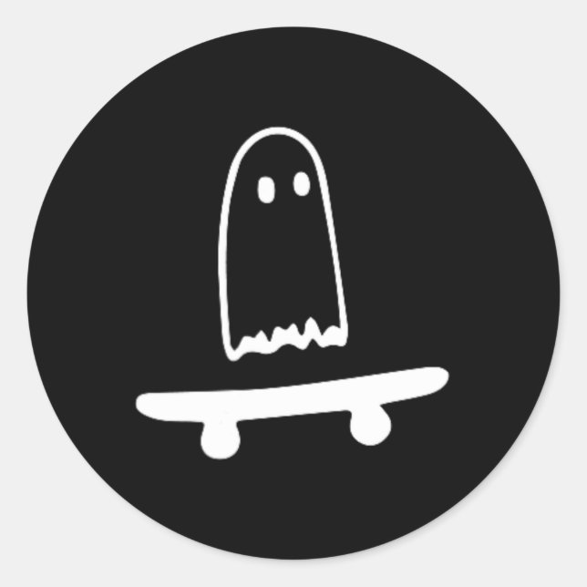 Ghost Skateboard Lazy Halloween Costume Fun Skateb Classic Round Sticker (Front)