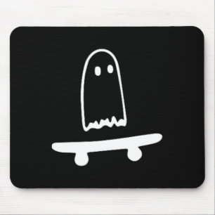 Ghost Skateboard Lazy Halloween Costume Fun Skateb Mouse Mat