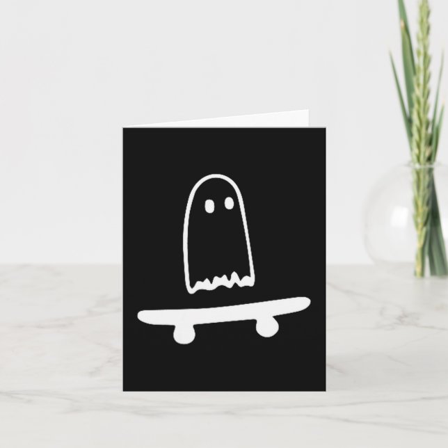 Ghost Skateboard Lazy Halloween Costume Funny Skat Card (Front)