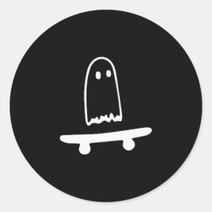 Ghost Skateboard Lazy Halloween Costume Funny Skat Classic Round Sticker