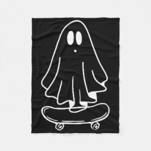 Ghost Skateboard Lazy Halloween Costume Funny Skat Fleece Blanket
