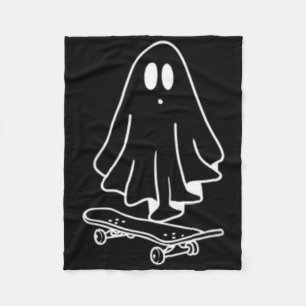 Ghost Skateboard Lazy Halloween Costume Funny Skat Fleece Blanket