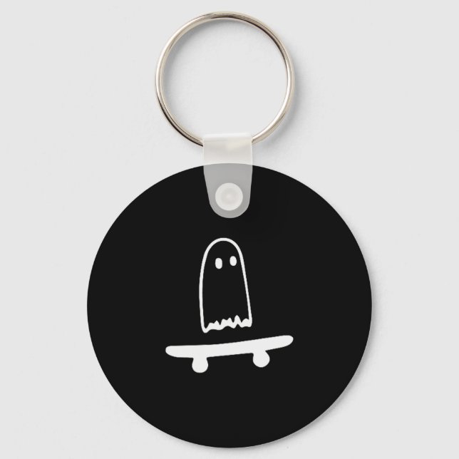 Ghost Skateboard Lazy Halloween Costume Funny Skat Key Ring (Front)