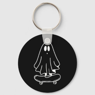 Ghost Skateboard Lazy Halloween Costume Funny Skat Key Ring