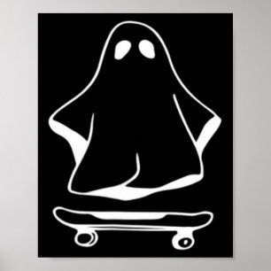 Ghost Skateboard Lazy Halloween Costume Funny Skat Poster