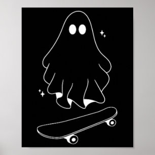 Ghost Skateboard Lazy Halloween Costume Funny Skat Poster