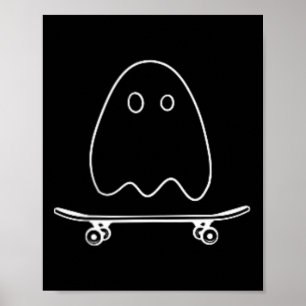 Ghost Skateboard Lazy Halloween Costume Funny Skat Poster