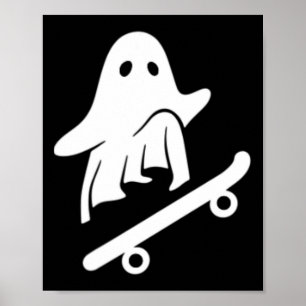 Ghost Skateboard Lazy Halloween Costume Funny Skat Poster