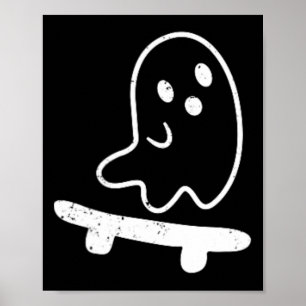 Ghost Skateboard Lazy Halloween Costume Funny Skat Poster