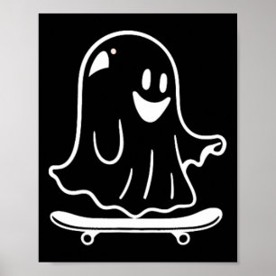 Ghost Skateboard Lazy Halloween Costume Funny Skat Poster
